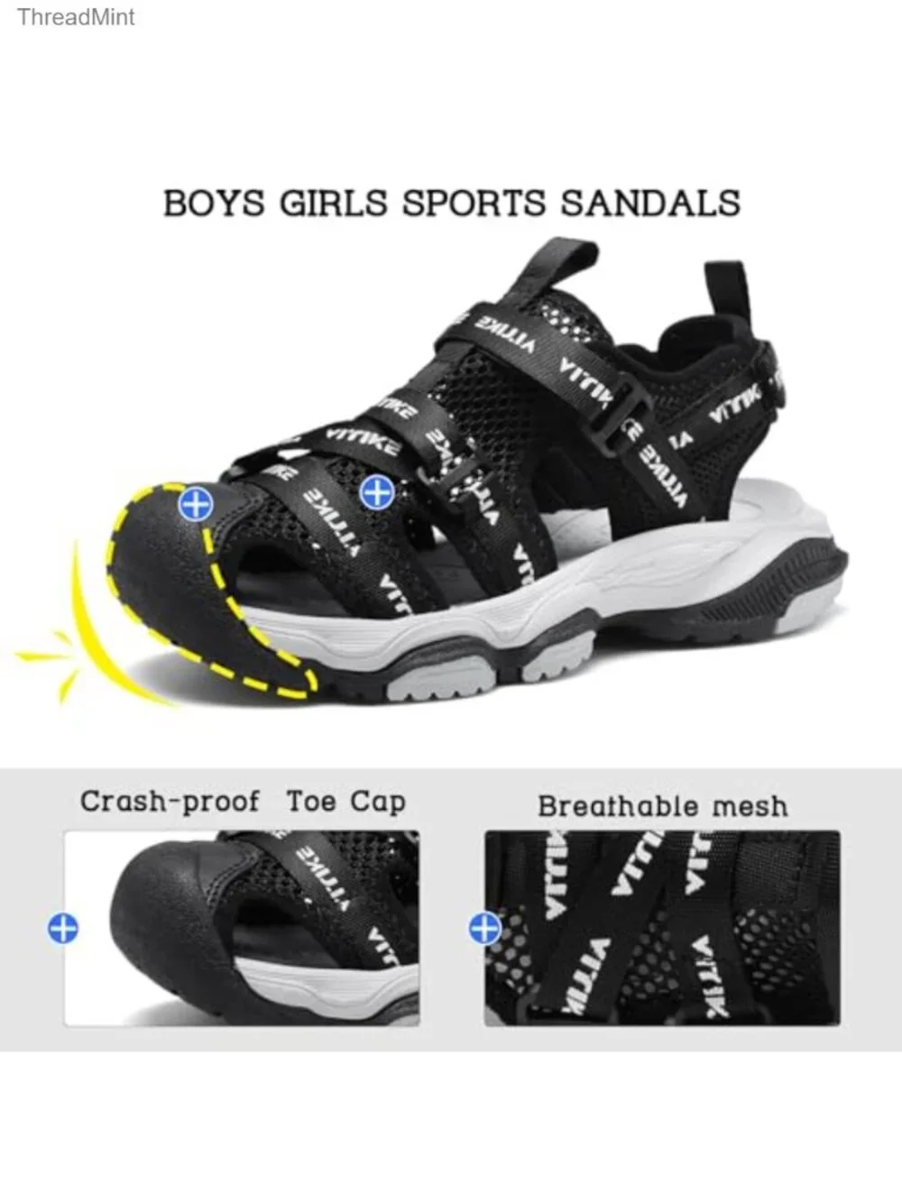 Kids Closed Toe Sport Sandals Quick Dry Water Shoes